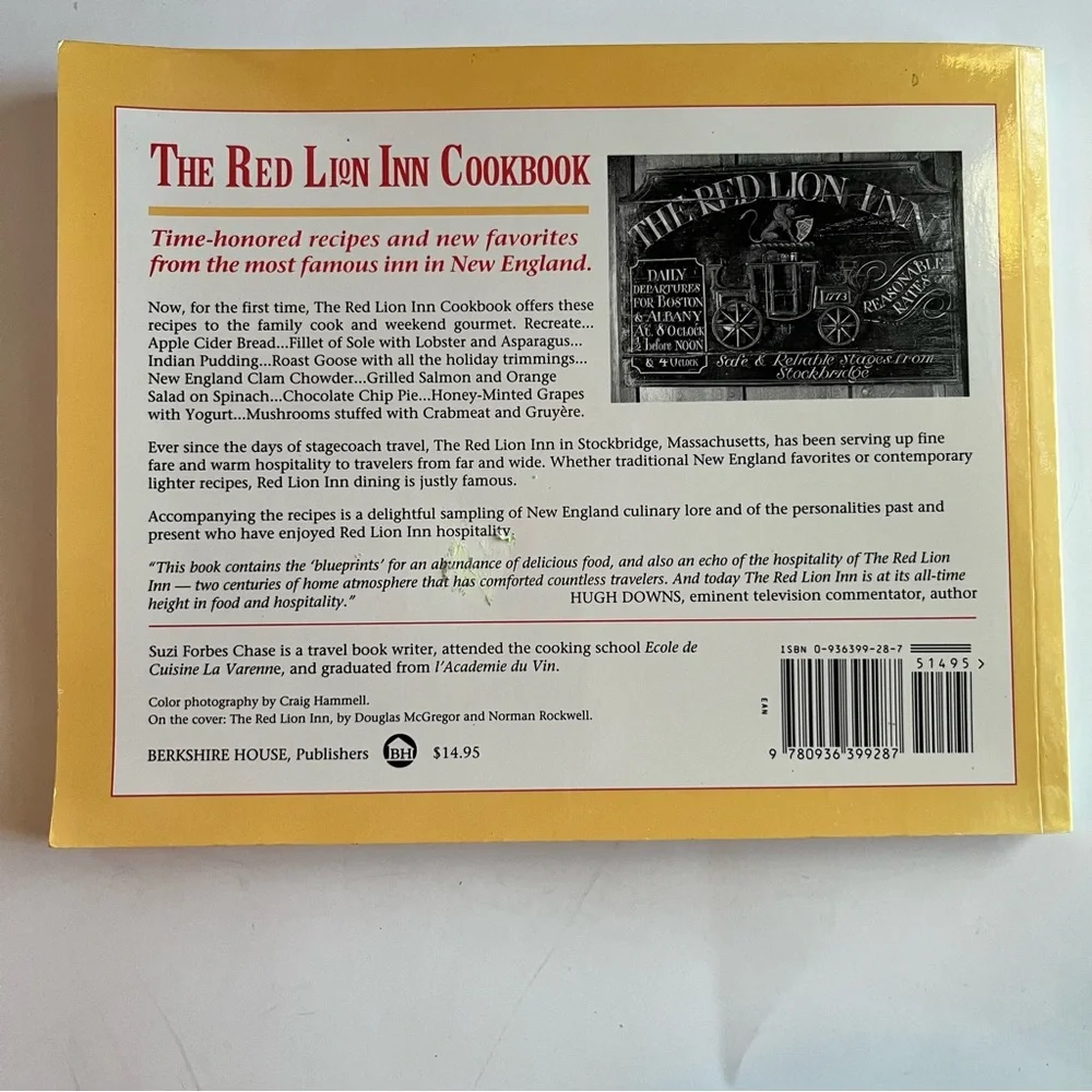 The Red Lion Inn Cookbook by Suzy Forbes Chase 1992